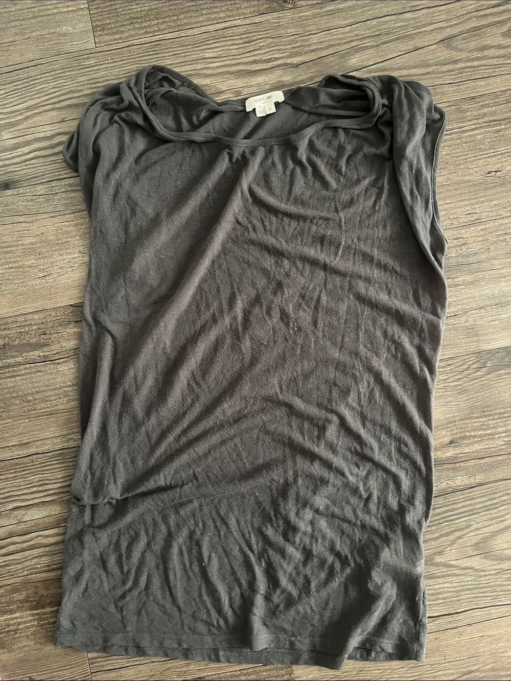Helmut Lang Charcoal Black Short Sleeve Scoop Neck Tee